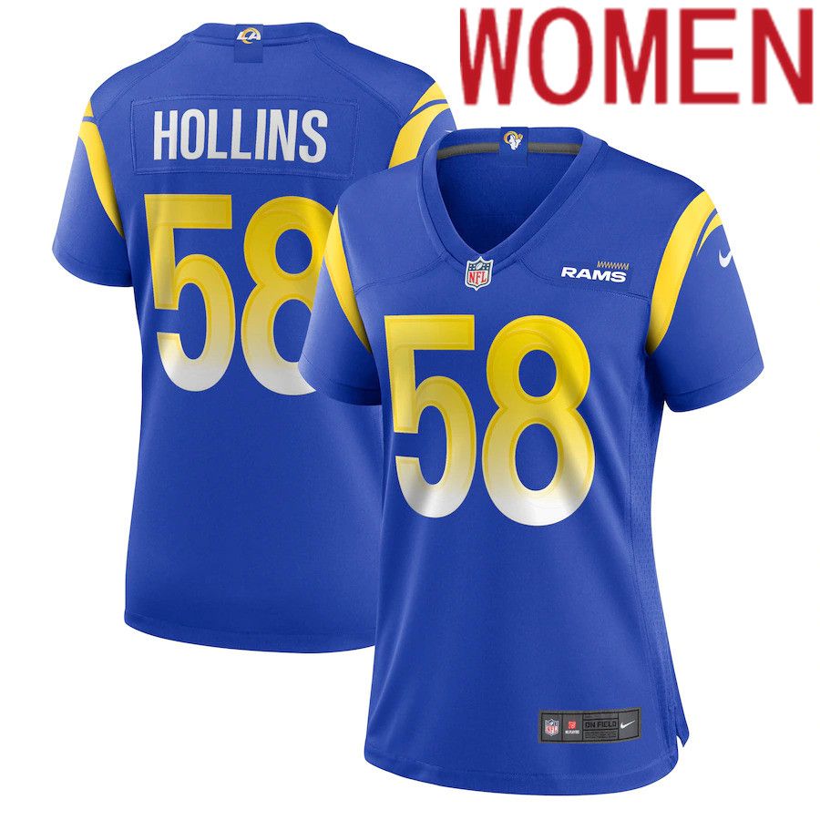 Women Los Angeles Rams #58 Justin Hollins Nike Royal Game NFL Jersey->women nfl jersey->Women Jersey